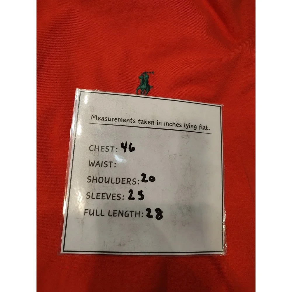 Polo Ralph Lauren Men Sz L  Long‎ Sleeve Crew Preppy T Shirt Orange Green Pony - Picture 5 of 8